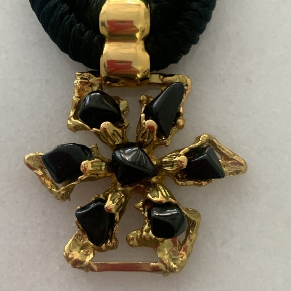 Vintage Jeweled Statement Belt or Necklace /Collar Black Franklab Designer main image 11